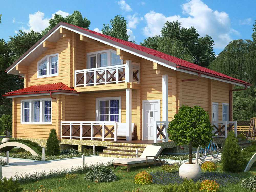 Дома из бруса с террасой: проекты домов из клееного профилированного бруса с верандой, двухэтажные дома с балконом и другие варианты