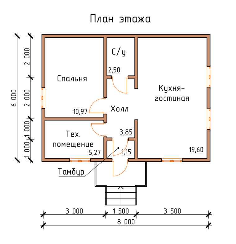 Планировка дома 6 на 6 с мансардой: чертежи и внутренняя планировка с лестницей, двухэтажный проект - 25 фото